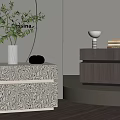 Modern Bedside Tables With Green Plant Vase Table Lamp And Books In Minimalist Design