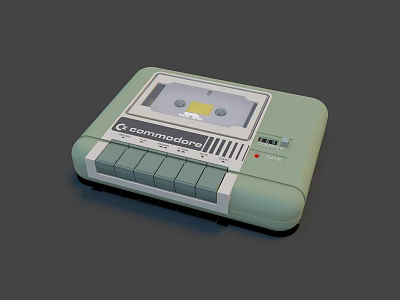 Commodore Headphone Speaker With Light Green Design Screen And Control Buttons 3d model