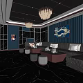 Modern Luxury KTV Interior Design With Sofa Chandelier TV Screens And Wall Art 3d model