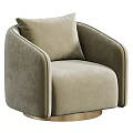 Elegant Beige Velvet Accent Chair With Cushion And Gold Base Modern Design