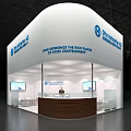 Otto Hofstetter AG Exhibition Booth With Curved White Backdrop Screens And Reception Desk