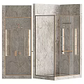 Elegant Modern Shower Head In Bathroom With Marble Wall And Glass Partition