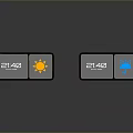Modern Digital Electronic Clock With Time Date Display And Weather Icons