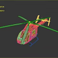 Red Helicopter Model With Rotors And Detailed Design On Dark Background