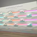 Shoe Display Shelf with Wavy Layered Design and Colorful Lighting for Sneakers 3d model