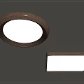 Modern Circular and Square Ceiling Lights with Wooden Frame and White Light Panel 3d model