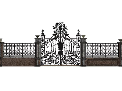 European-style gate iron gate outdoor gate iron gate 3d model
