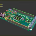 Green Microcontroller Development Board With Electronic Components Pin Headers And Chip