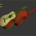 Art Supplies Decorated Musical Instruments Including Decorative Wooden and Red Acoustic Guitars