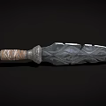 Intricate Decorative Fantasy Dagger With Wrapped Texture Handle And Patterned Blade 3d model