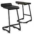 Modern Black Bar Stools With Leather Seat And Metal Frame Design