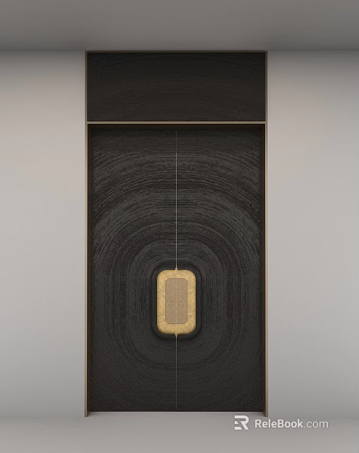 Elegant Modern Double Door Design With Circular Texture And Golden Accent 3d model