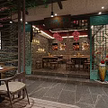 Traditional Chinese Style Restaurant Interior With Unique Boat Shaped Dining Booth And Charming Festive Decorations
