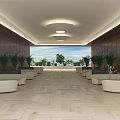 Spacious Leisure Area With Wooden Walls Round Sofas Green Plants And Outdoor View
