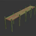 Long Modern Wooden Table With Multiple Legs And Wood Grain Surface Showing Smooth Reflection