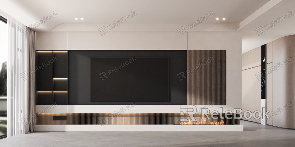 Modern TV background wall model