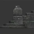 Vintage Stone Staircase With Mossy Steps And Decorative Pillars For Architectural Design