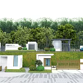 Modern Entrance Gate Design With Green Trees Driveway And Landscaped Area