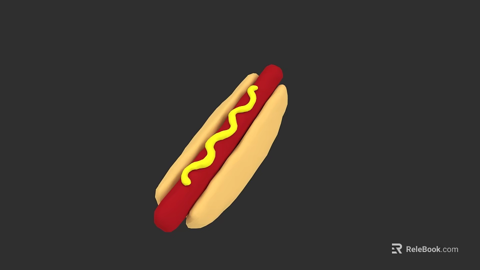 Delicious Classic Hot Dog With Soft Bun Grilled Sausage And Yellow Mustard 3d model 
