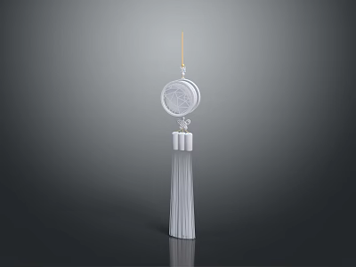 Elegant Fashion Clothing Accessory With Circular Pendant And White Tassel Design 3d model