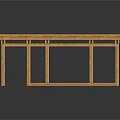 Bamboo Frame Structure With Two Connected Rectangular Frames Supporting Legs On Black Background With Reflection