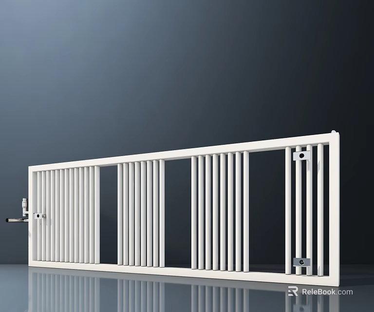 Sturdy White Metal Guardrail with Vertical Slats and Modern Design 3d model 