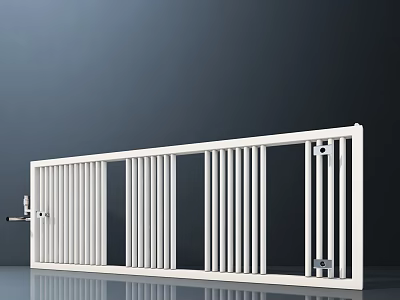 Sturdy White Metal Guardrail with Vertical Slats and Modern Design 3d model