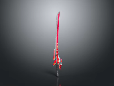 Red And White Decorative Sword With Modern Design And Ornamental Details 3d model