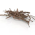 Arbor Branches Pile With Dry Twigs And Natural Brown Texture 3d model