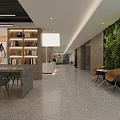 Modern Minimalist Office Reception Desk Design With Marble Counter And Wood Panel Accents Warm Lighting