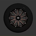 Car Tire With Black Red Alloy Wheel Rim And BBS Logo Tread Pattern