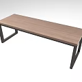 Modern Wooden Dining Table With Sleek Black Metal Frame And Rectangular Top 3d model