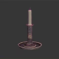 Elegant Silver Candle Holder With Classic Design And Decorative Base Holding Candle