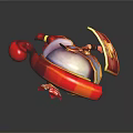 3D Cartoon Warrior Character With Red Gold Armor Helmet Sword And Shield