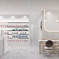 Modern Style Beauty Hair Salon Interior With Reception Desk Product Shelves And Styling Chairs