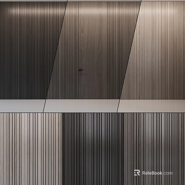 Modern Wooden Hinged Door With Sleek Wood Grain Texture For Interior Design 3d model 