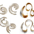 Modern Wooden Spiral Wall Decor With White And Gold Curved Design For Home Interior