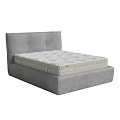 Grey Upholstered Double Bed with Comfortable Mattress and Modern Frame