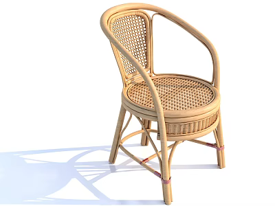 Rattan Leisure Chair with Woven Backrest and Seat Classic Design for Indoor Outdoor Use 3d model