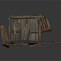 Rustic Wooden Construction With Fence Planks Floor Cloth And Decorative Rope