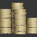 Gold Jewelry Stacked Piles With Shiny Reflective Surface On Dark Background