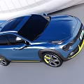 Blue SUV Car With Modern Design Yellow Accents And Black Roof