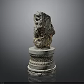 Natural Stone Sculpture Placed On Intricately Carved Multi Layered Base