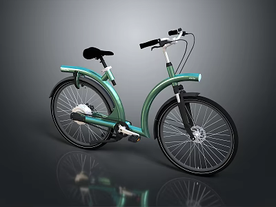 Modern City Bicycle With Green Frame Black Seat And Sleek Design Details 3d model