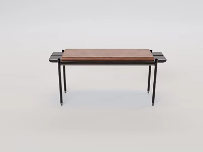 Modern Wooden Seat Stool With Sturdy Metal Legs And Simple Contemporary Design 3d model