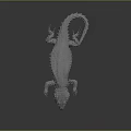 White Reptile Lizard 3D Model with Detailed Texture on Gray Background and Reflective Surface
