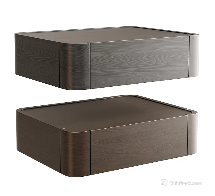 Two Dark Wooden Storage Boxes With Sleek Design And Natural Grain Texture 3d model 