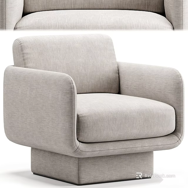 Light Gray Modern Single Sofa With Comfortable Upholstered Seat And Armrest 3d model 