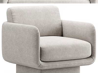 Light Gray Modern Single Sofa With Comfortable Upholstered Seat And Armrest 3d model