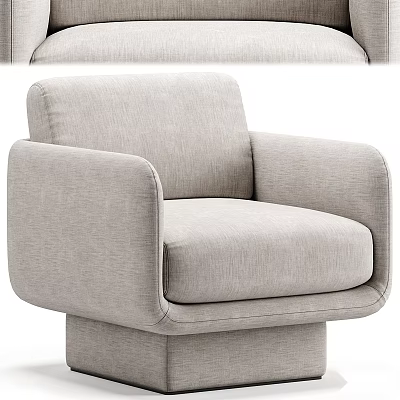 Light Gray Modern Single Sofa With Comfortable Upholstered Seat And Armrest 3d model